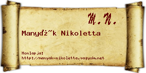 Manyák Nikoletta névjegykártya